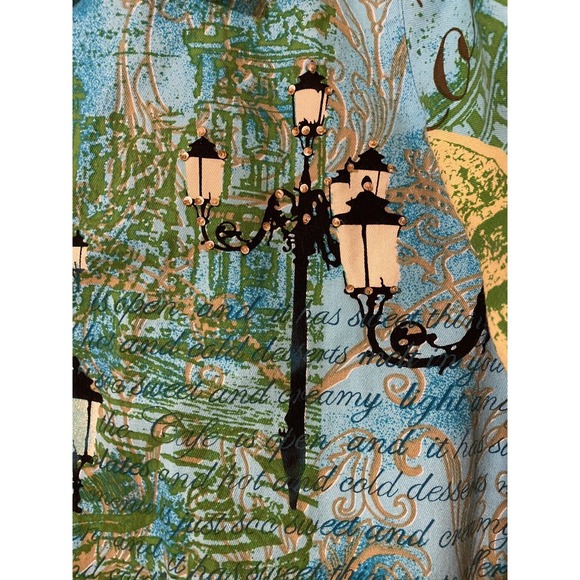 Jane Ashley Casual Lifestyle Women's‎ Turquoise & Yellow Rome Theme Jacket Sz LG - Picture 3 of 9